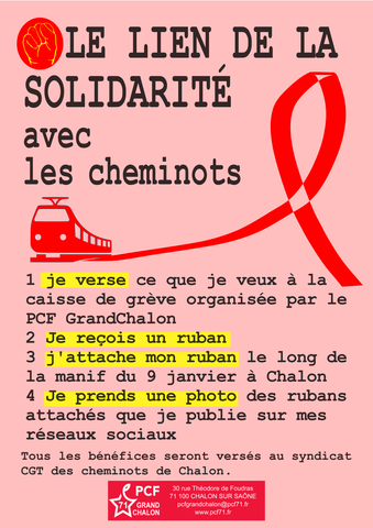 lien de solidarité avec les cheminots en grève