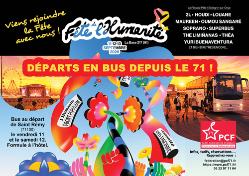 flyer fête de l'Humanité départ bus Saône-et-Loire